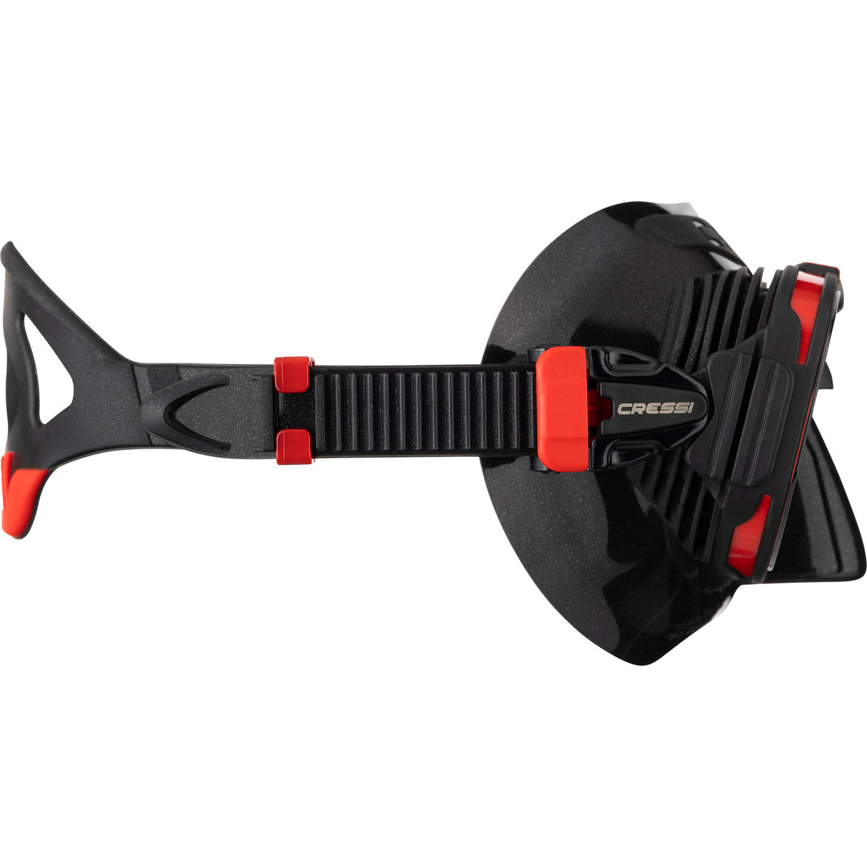 High-visibility Cressi Prisma diving mask with clear silicone and wide-angle lens.