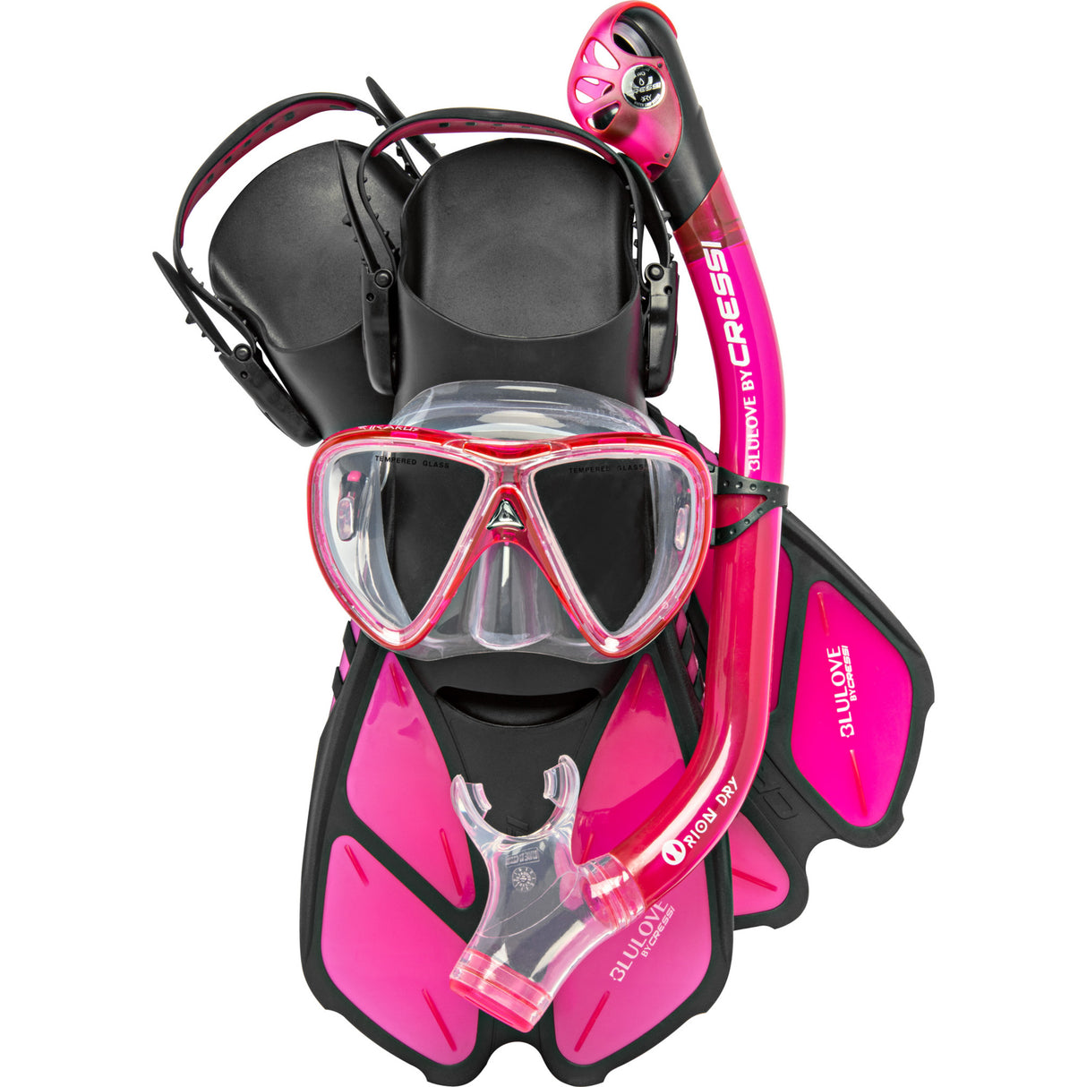 Cressi snorkeling gear with dry snorkel system