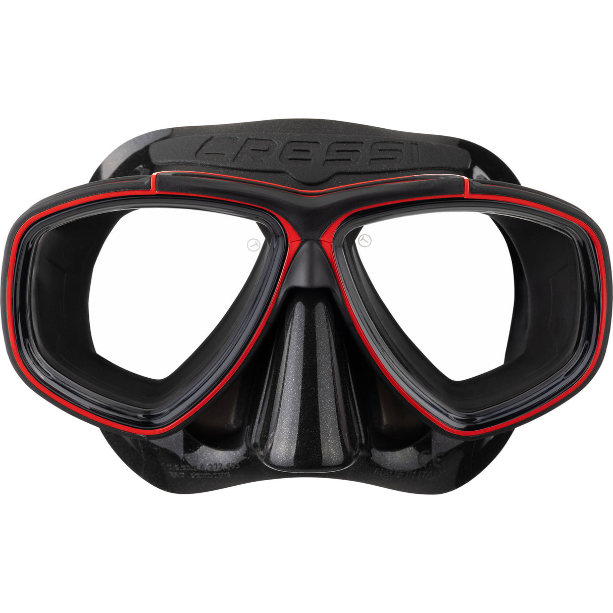 High-visibility Cressi Prisma diving mask with clear silicone and wide-angle lens.