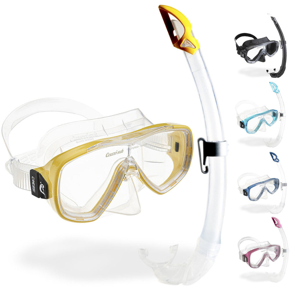 Recreational snorkeling mask and snorkel combo