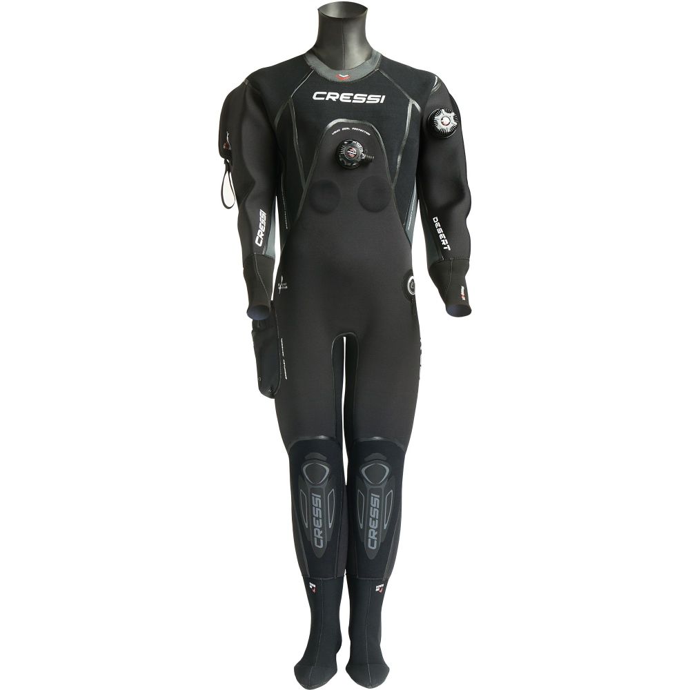 Cressi Desert Lady drysuit shown from the front on a model for a tailored fit