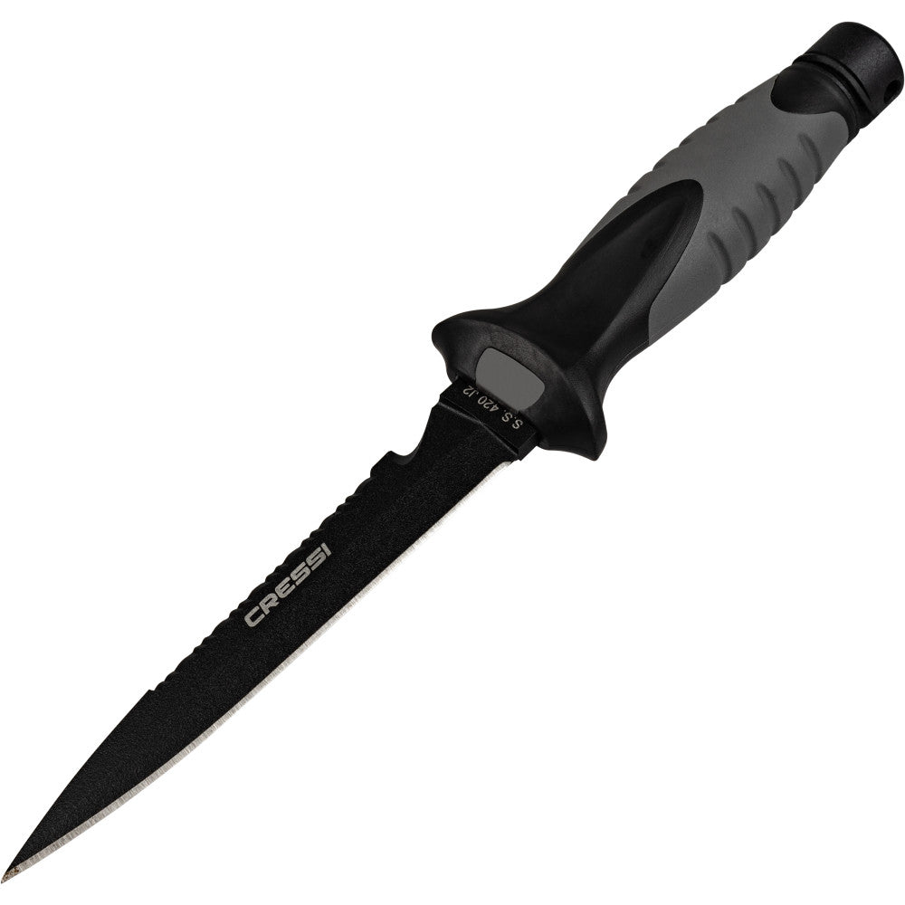 Ergonomic rubber handle of the Cressi Finisher knife