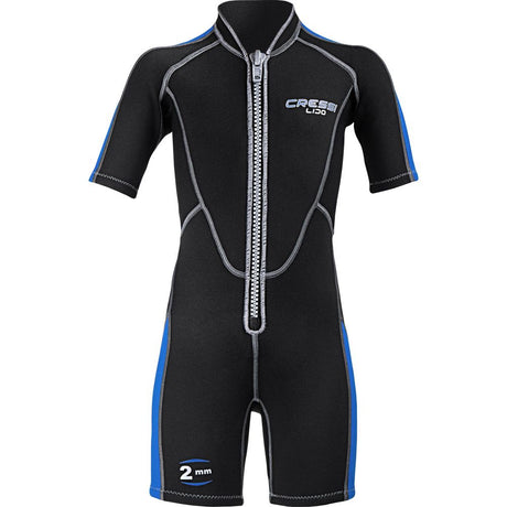Cressi Lido Jr. boy's 2mm shorty wetsuit in black and blue