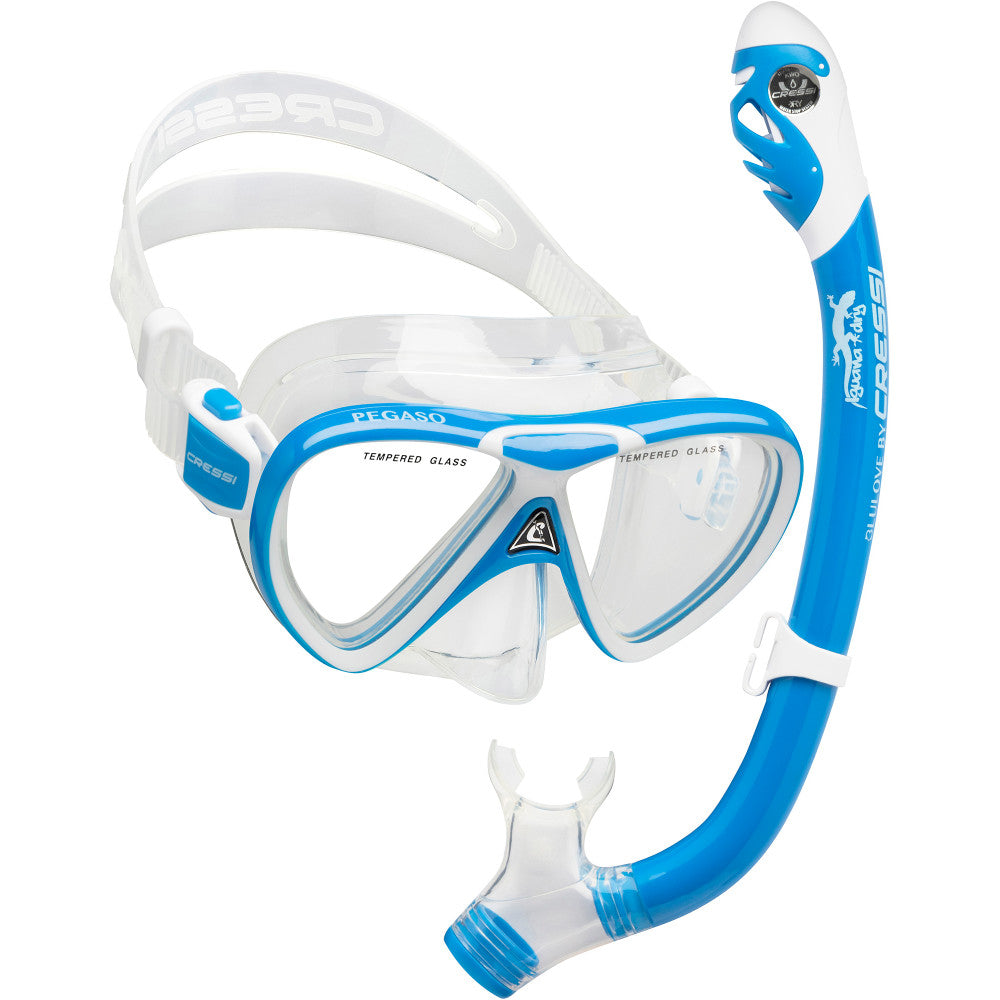 Youth snorkeling mask with tempered glass lens