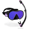 Hiroquest Combo black turquoise colorway with spectra mirrored lens front view Cressi