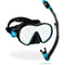 Hiroquest Combo black turquoise colorway with spectra mirrored lens front view Cressi