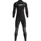 Front view of Cressi Balam 5mm lady wetsuit in black and grey for women divers.