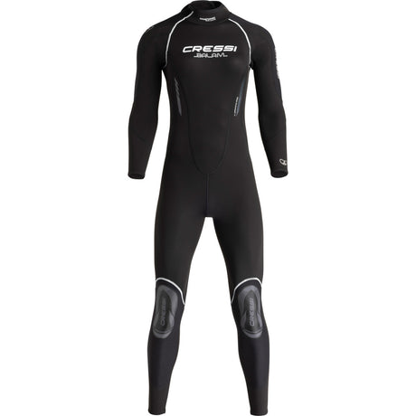 Front view of Cressi Balam 5mm lady wetsuit in black and grey for women divers.