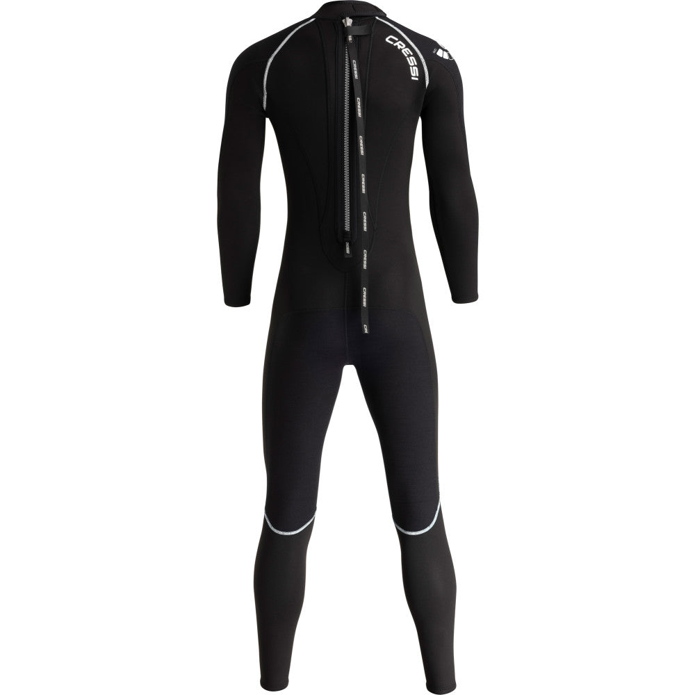 Front view of Cressi Balam 5mm lady wetsuit in black and grey for women divers.