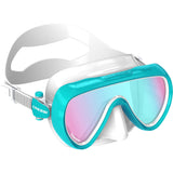 Cressi diving mask with teal frame and white body on a white background