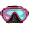 Diving mask with pink and black frame on a white background