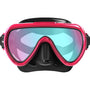 Diving mask with pink and black frame on a white background