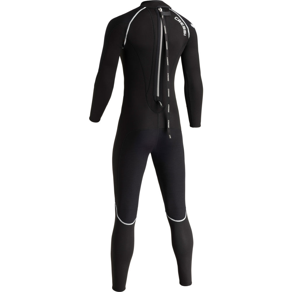 Front view of Cressi Balam 5mm lady wetsuit in black and grey for women divers.
