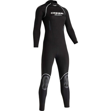 Front view of Cressi Balam 5mm lady wetsuit in black and grey for women divers.