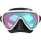 Diving mask with multicolored lens on a white background